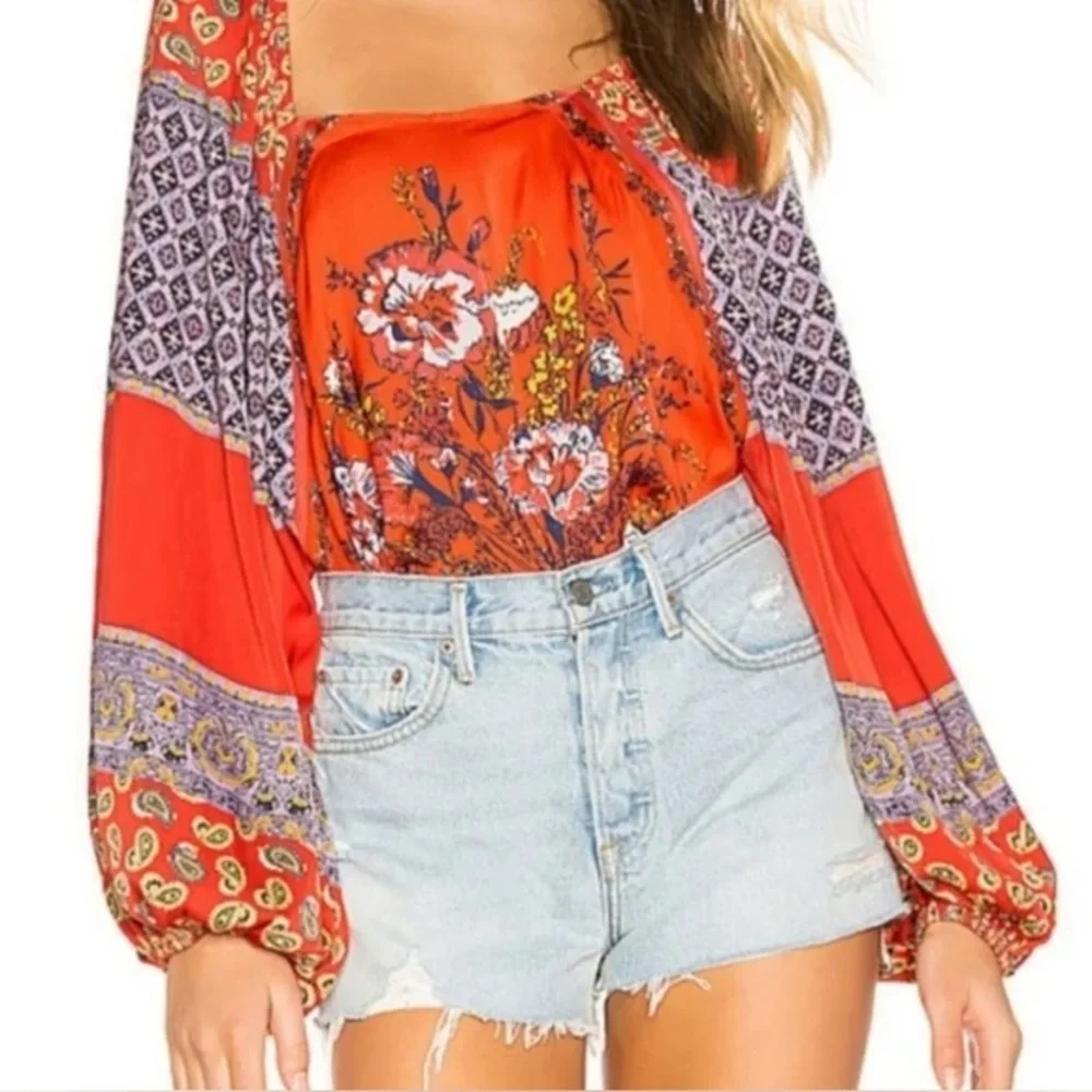 Free People Positano Printed Blouse